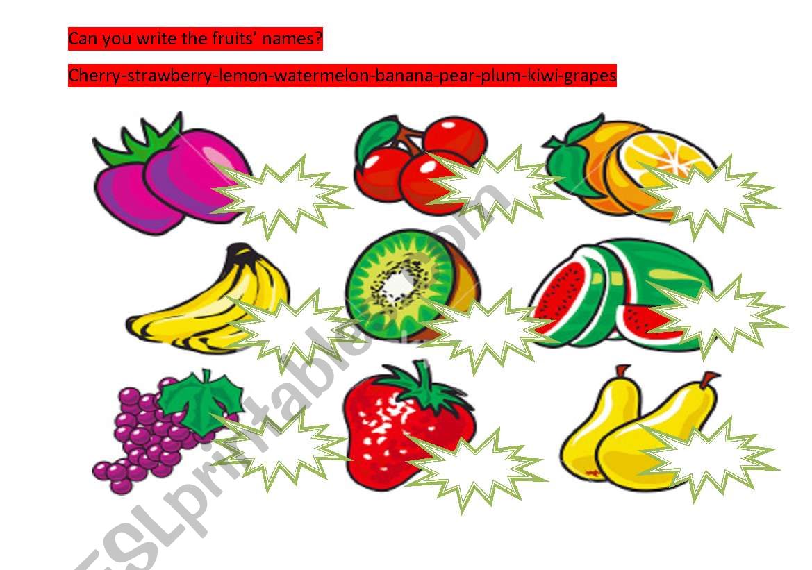 Fruits worksheet