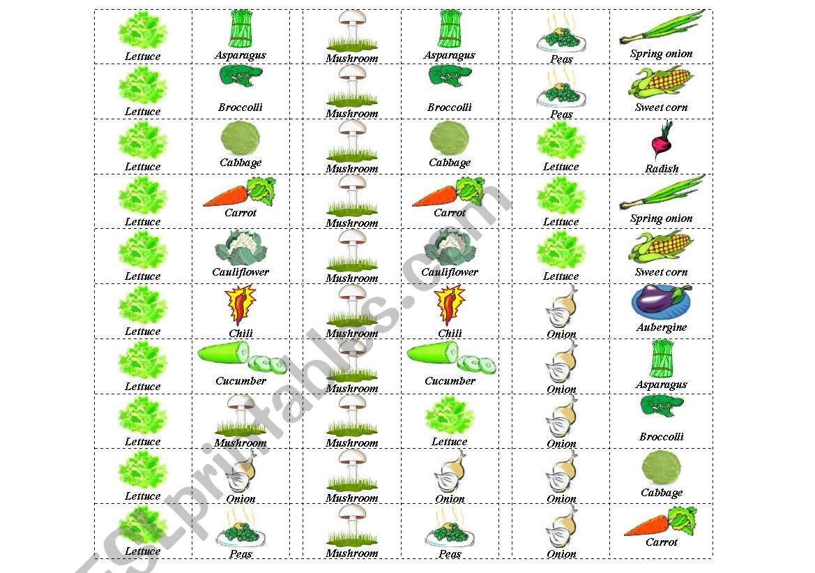 vegetables dominos 4 of 6 worksheet