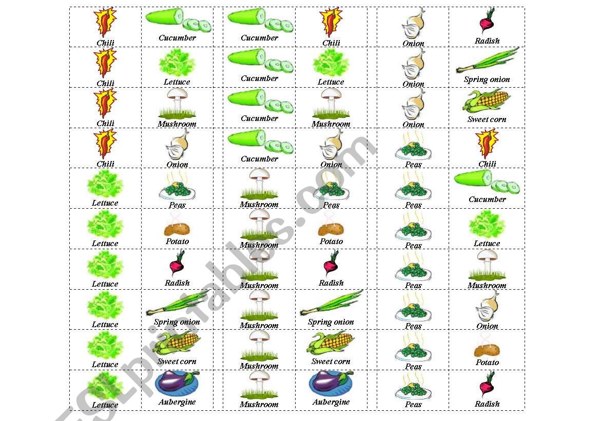 vegetables dominos 5 of 6 worksheet