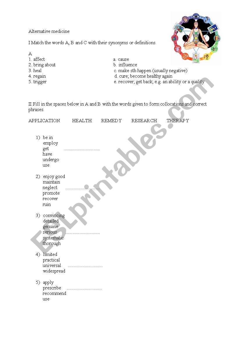 Alternative medicine worksheet