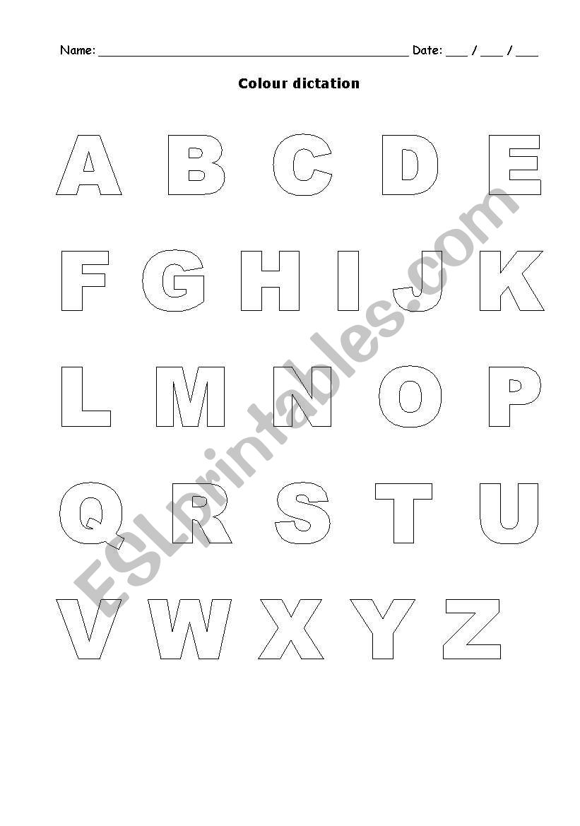 Alphabet Colour Dictation Esl Worksheet By Mariaalb
