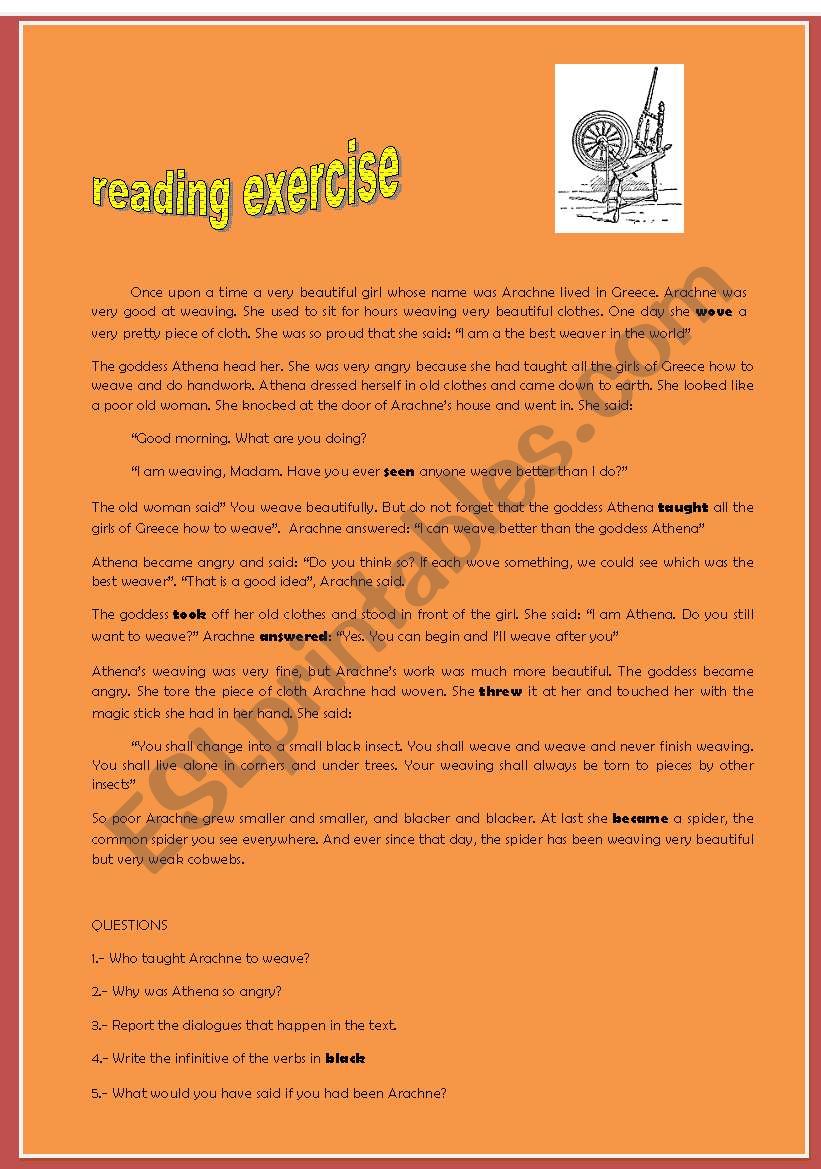 Reading exercise worksheet