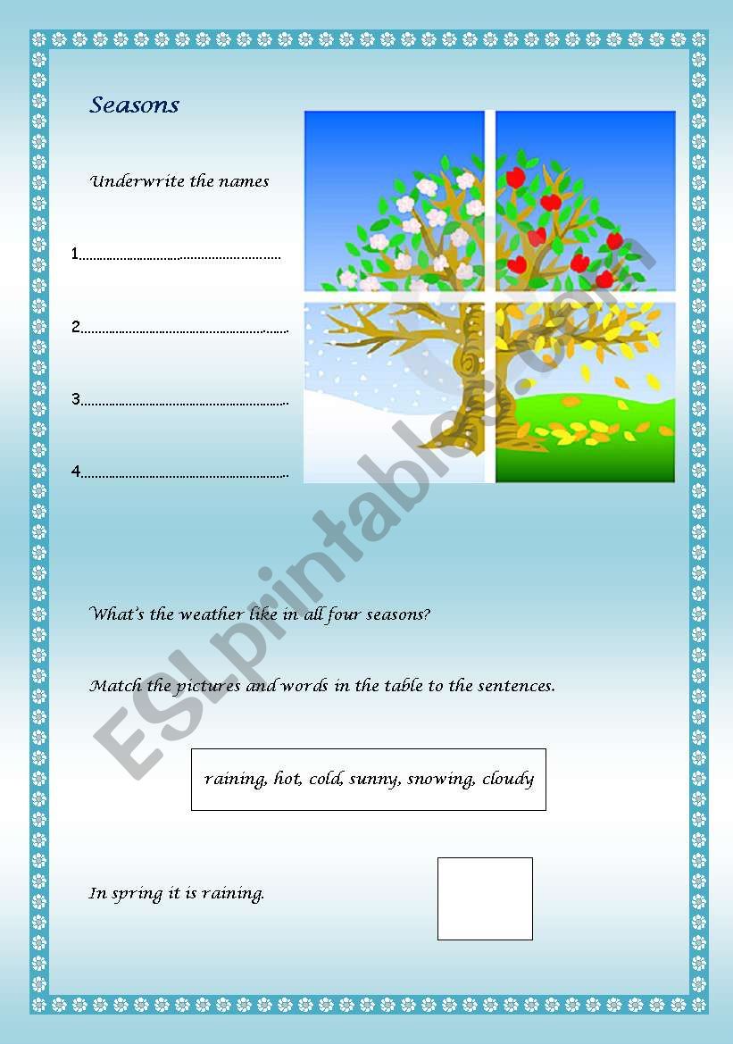 Seasons and weather worksheet