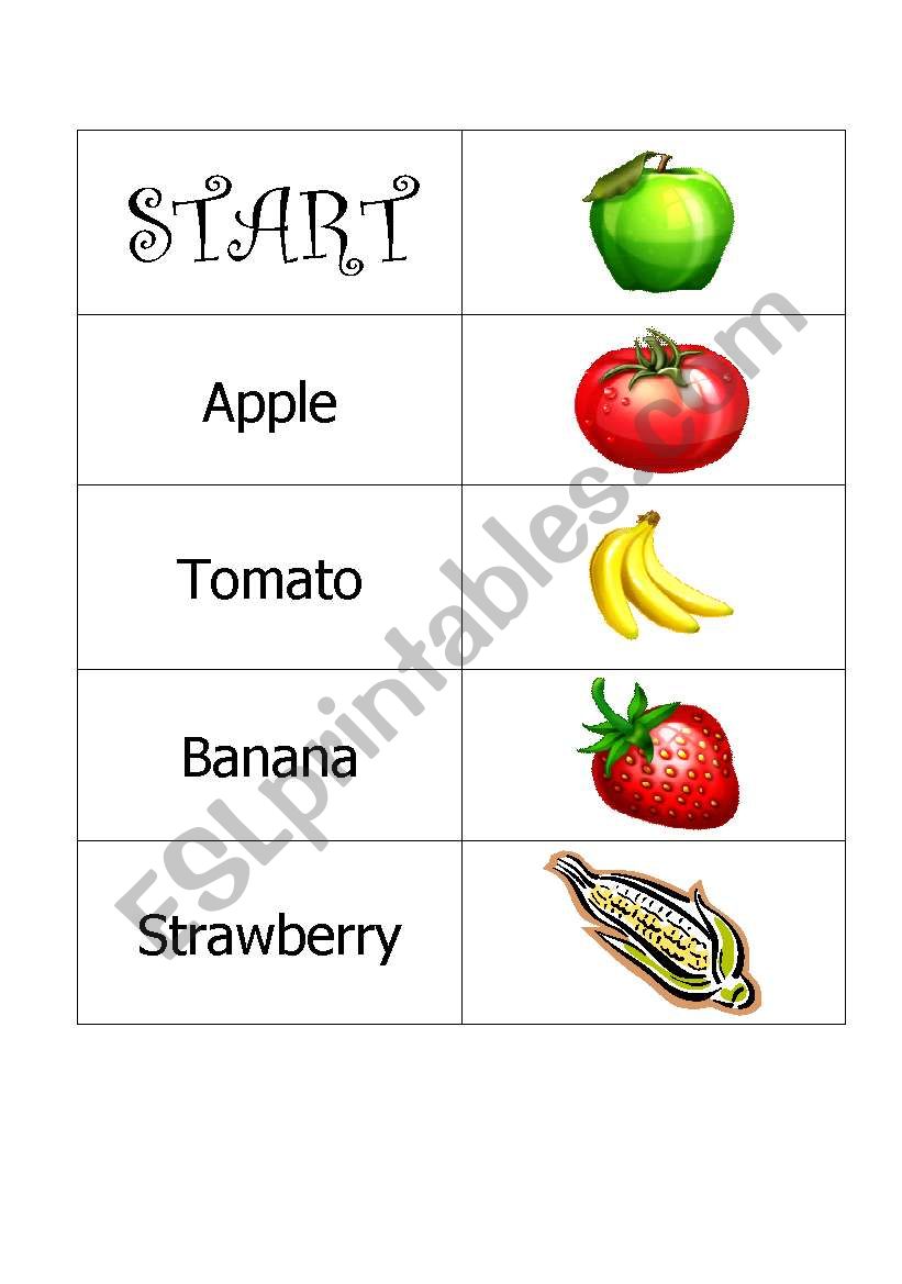 Domino Fruit and veg. worksheet