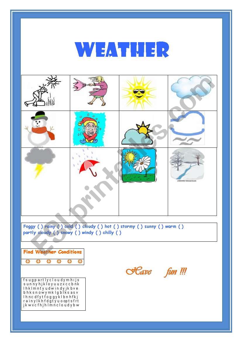 weather conditions worksheet