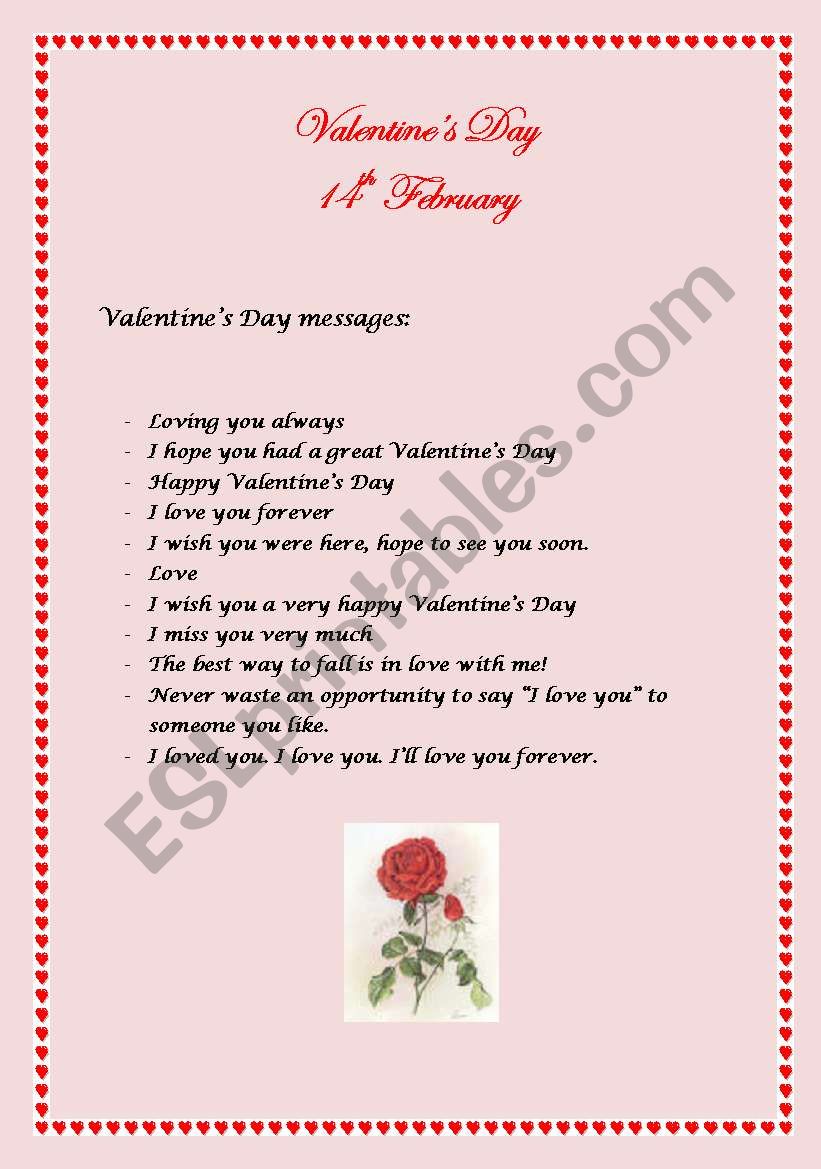 Valentines Day worksheet