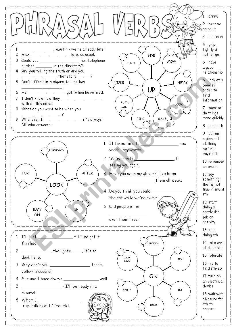 Phrasal Verbs & Key worksheet