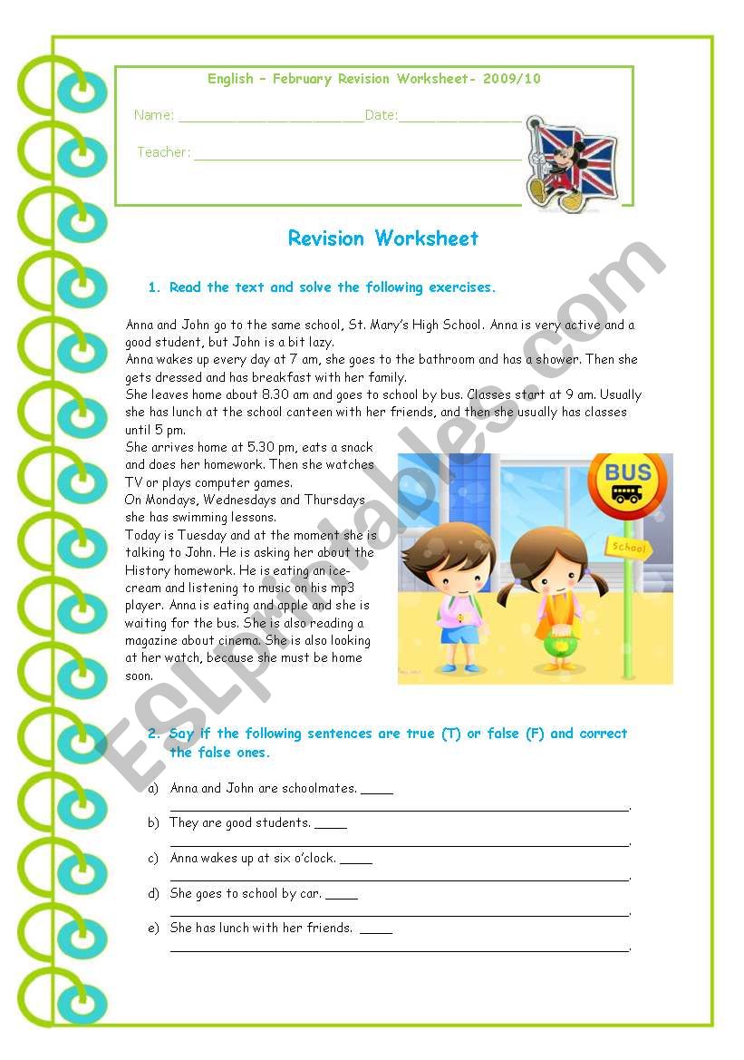 Present Simple and Continuous - revision worksheet