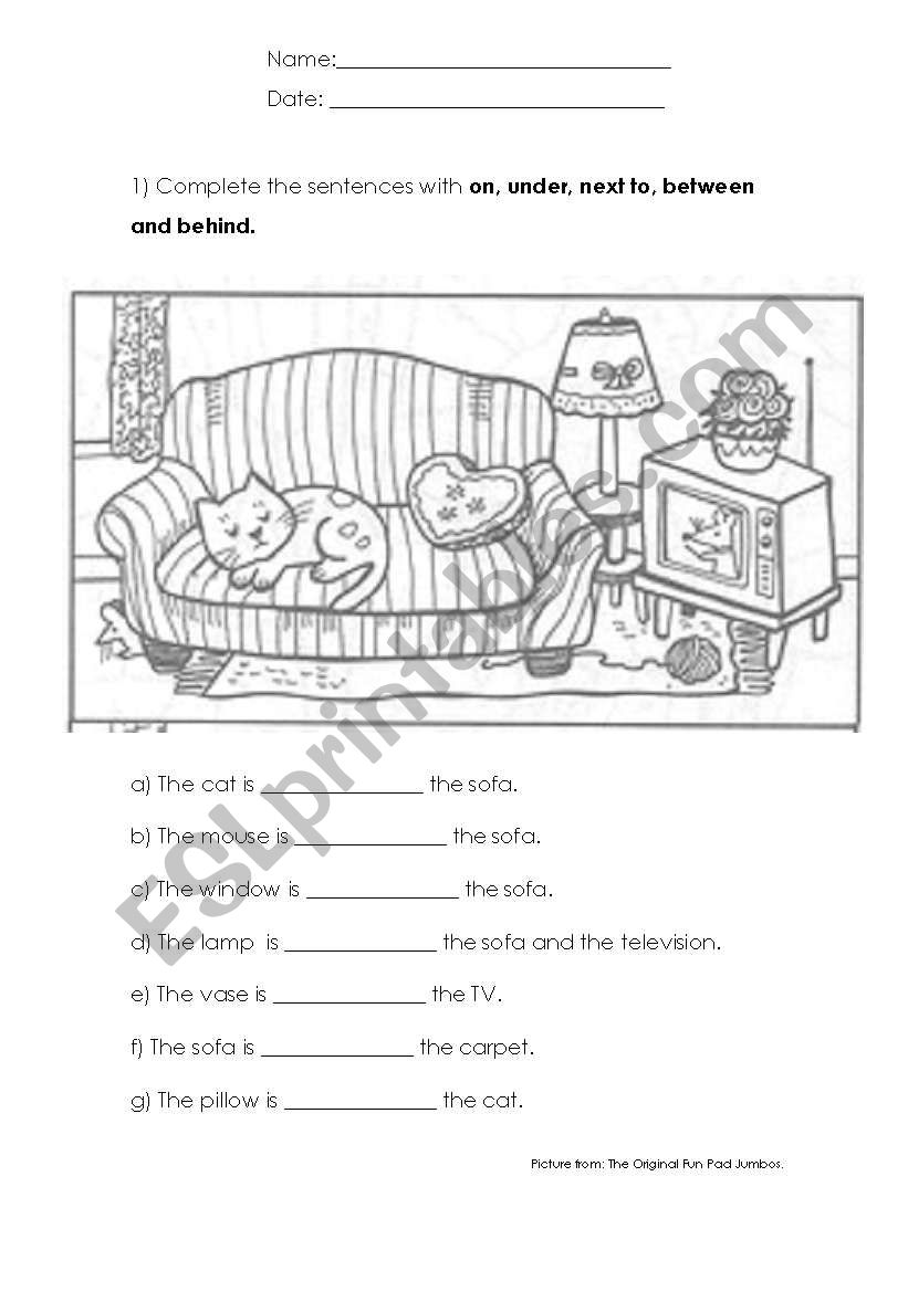 Prepositions worksheet