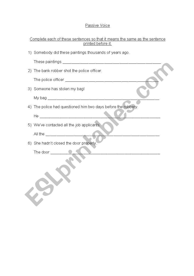 Passive Voice worksheet