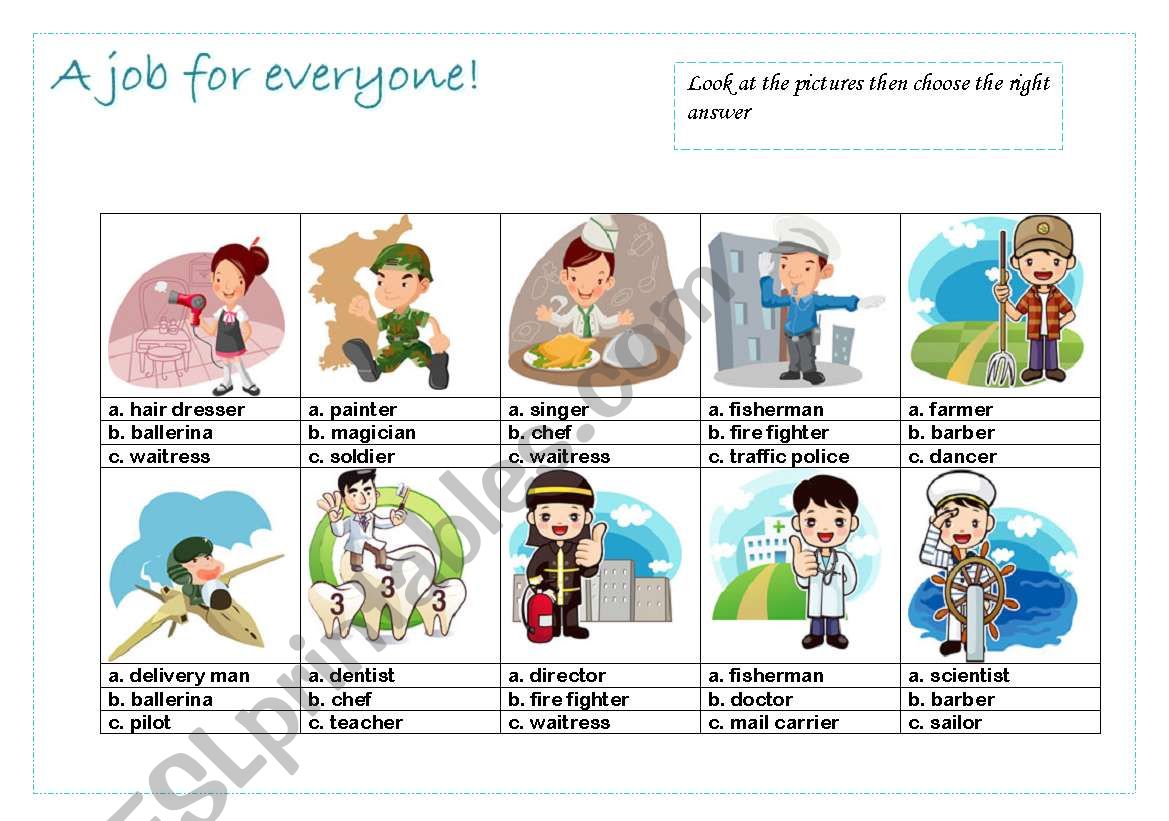 A job 4 everyone part 2/3 worksheet