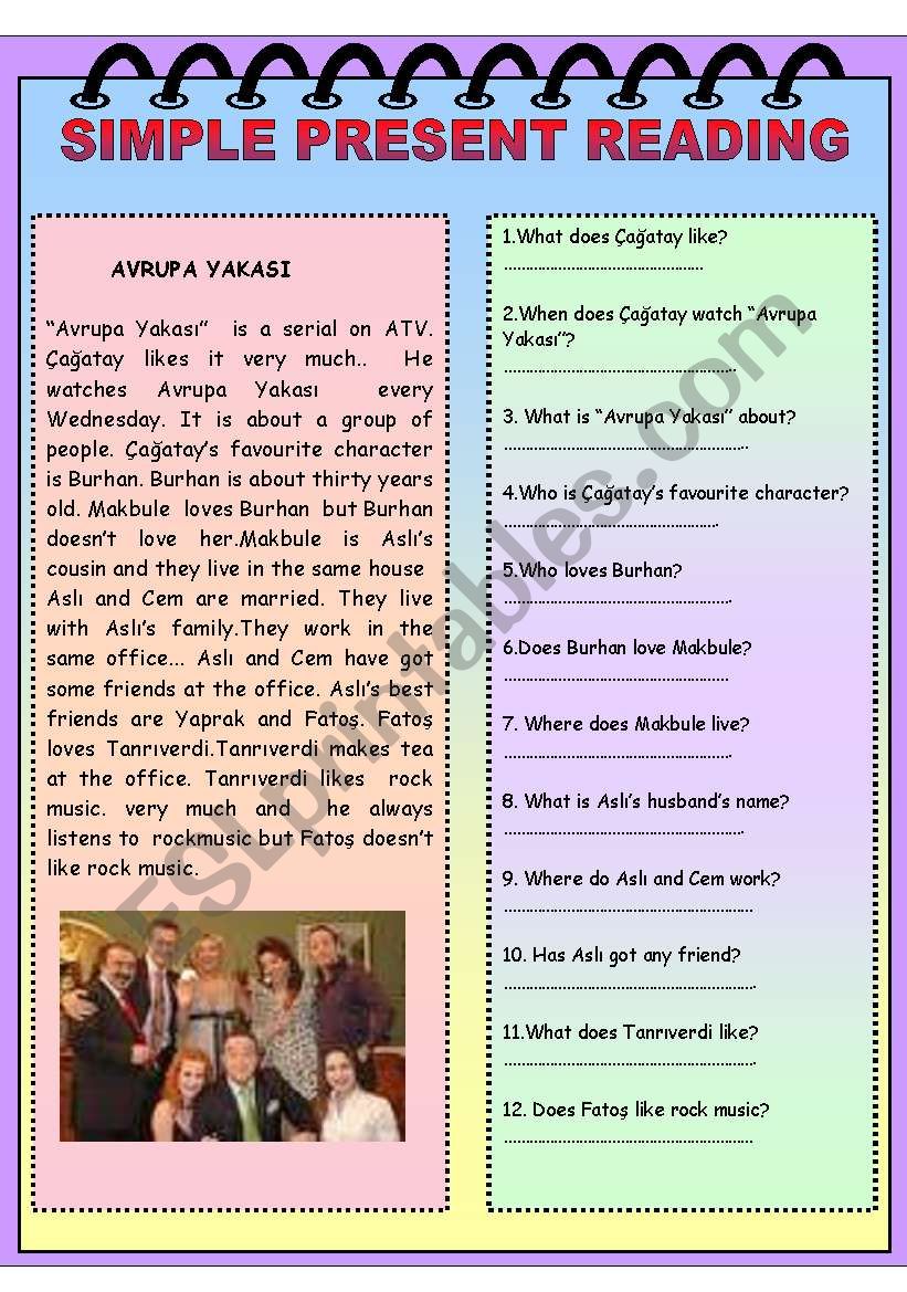 SIMPLE PRESENT READING worksheet