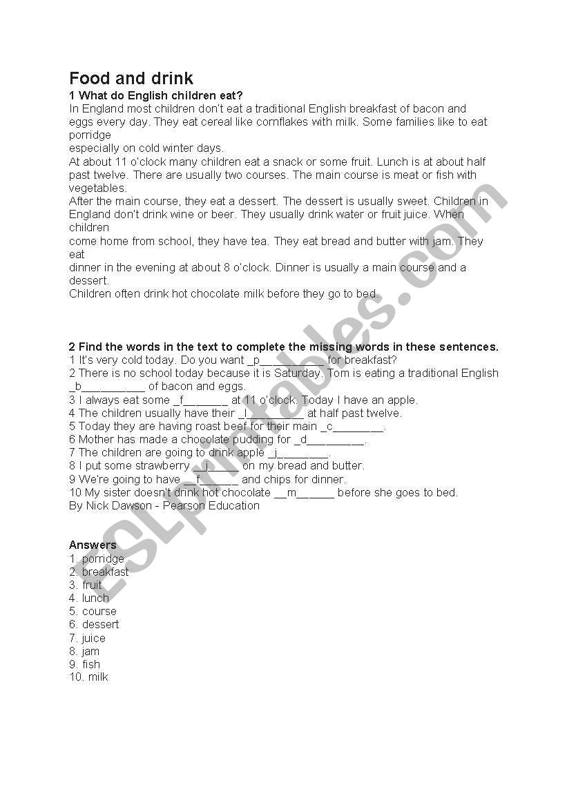 FoodnDrink worksheet