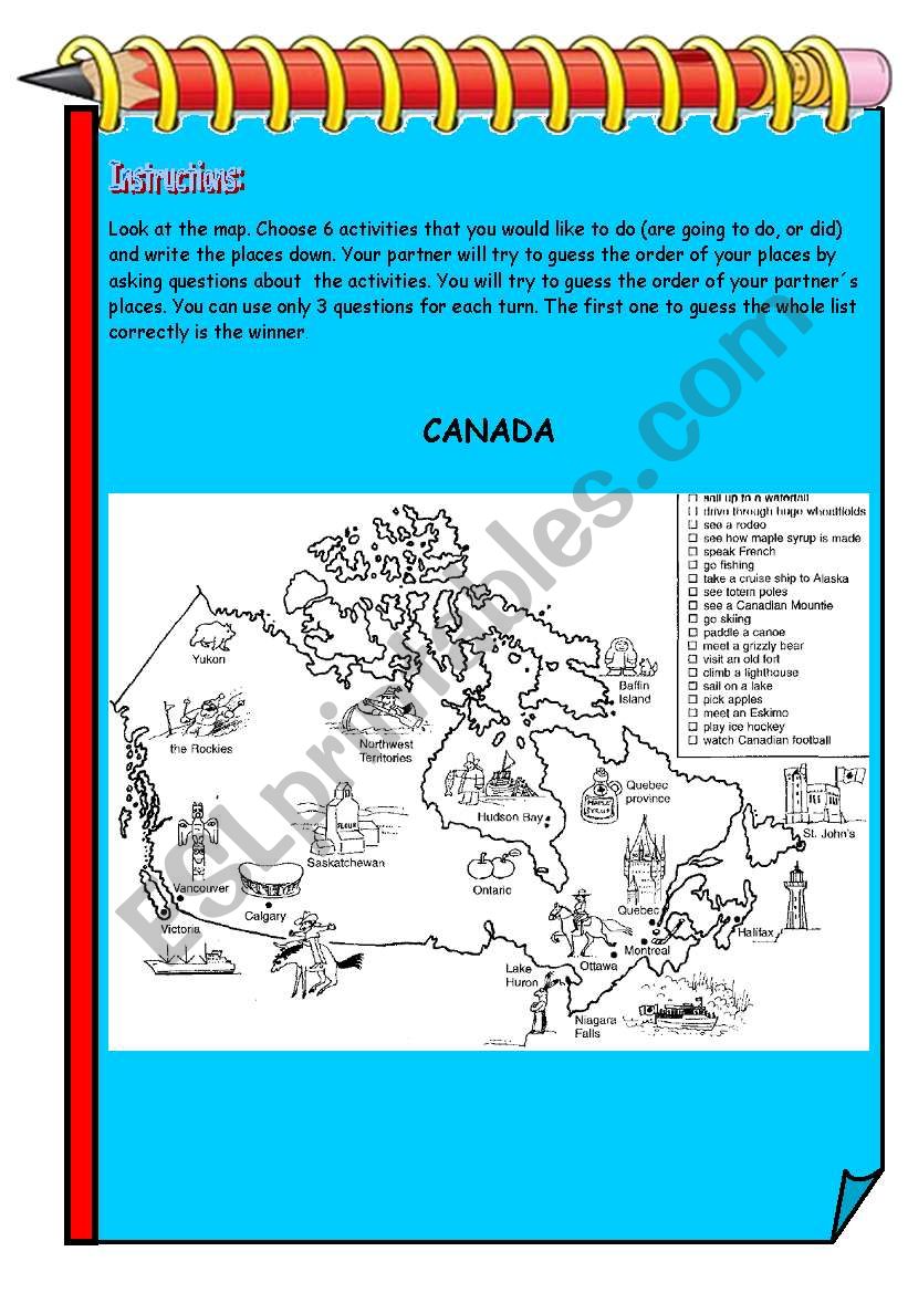 Guess which place...Canada worksheet