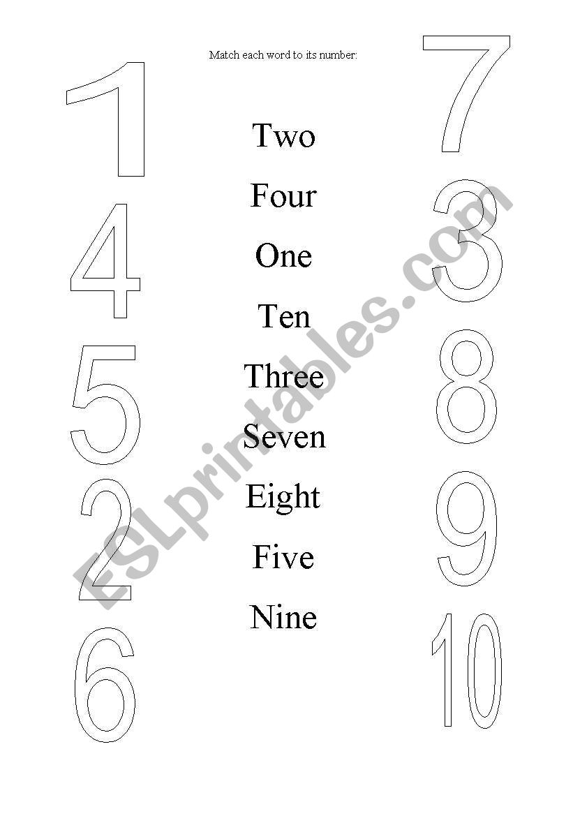 Numbers 1-10 worksheet