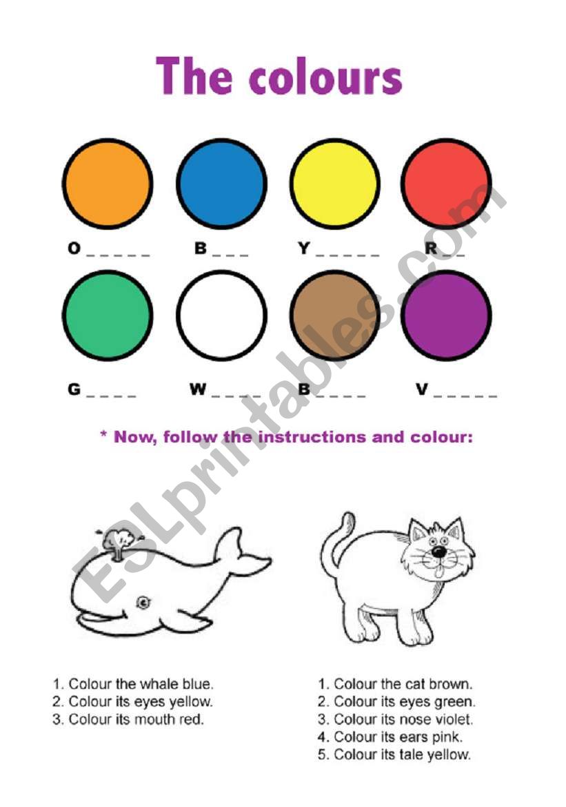 The colours !!!!  worksheet