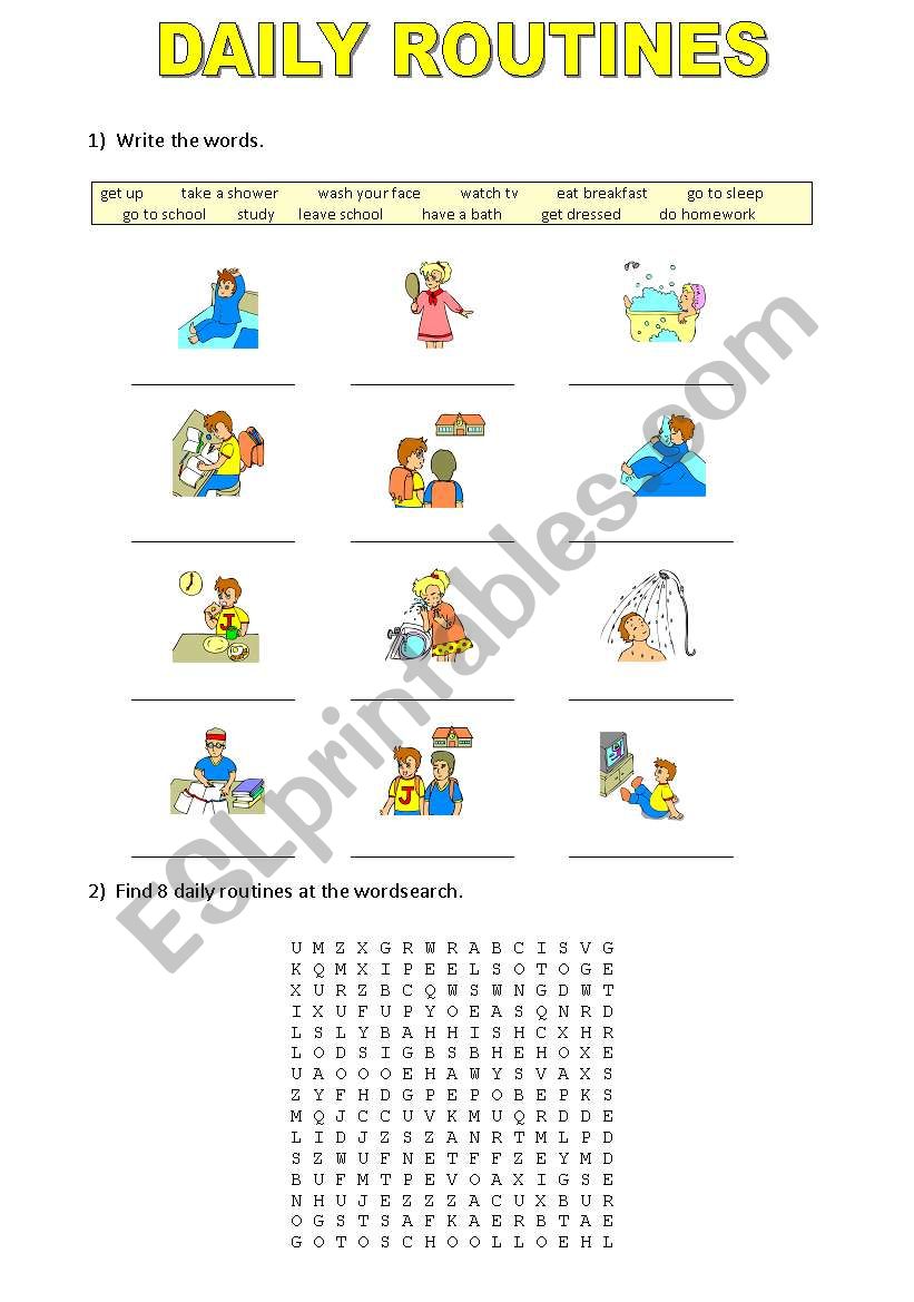 Daily routines worksheet