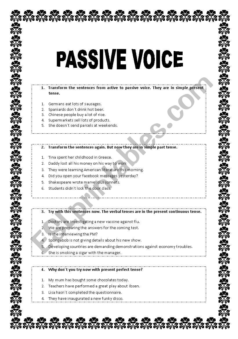 Passive voice worksheet