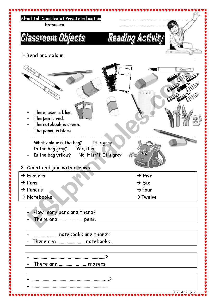 Classroom Objects worksheet