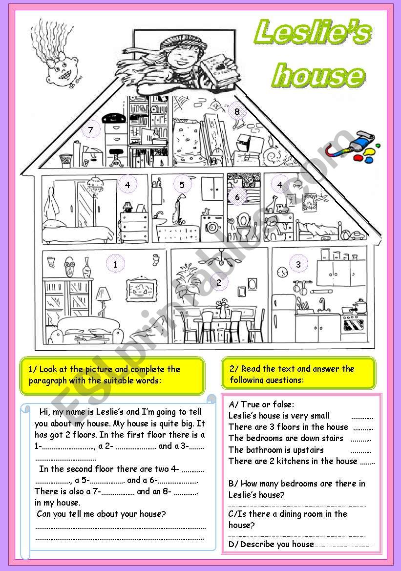 leslies house worksheet