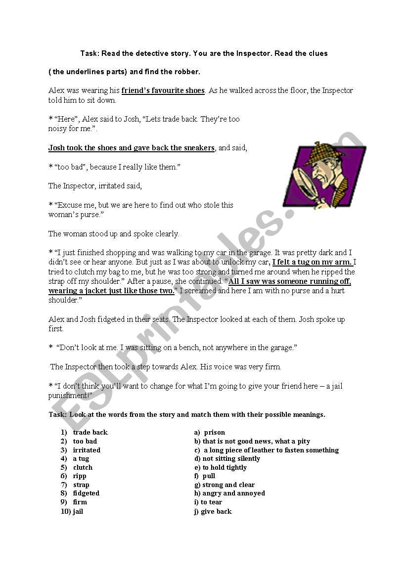 Detective Story worksheet