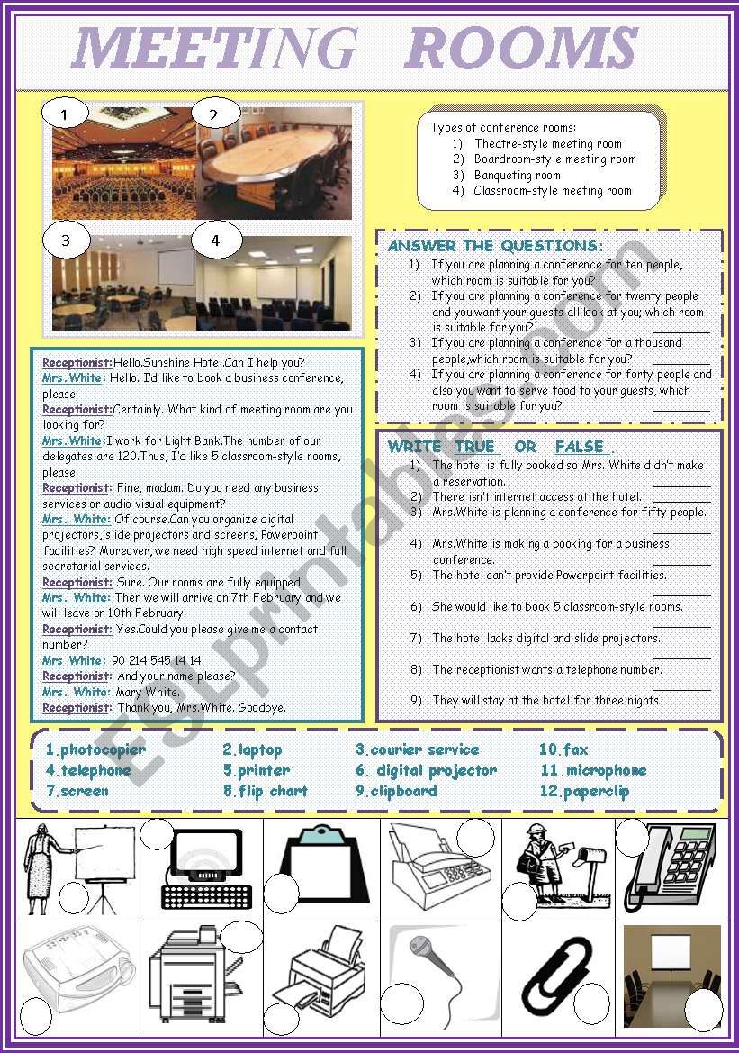 MEETING ROOMS worksheet