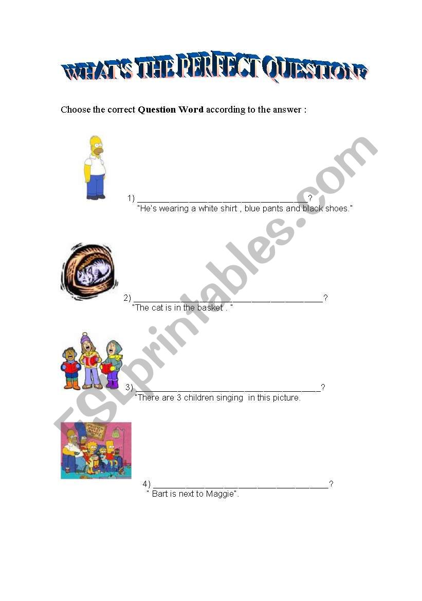 WHATS THE PERFECT QUESTION? worksheet