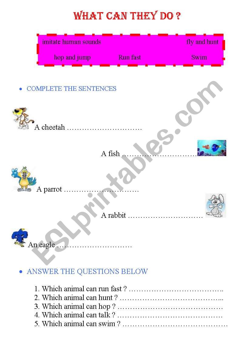 what can they do ? worksheet