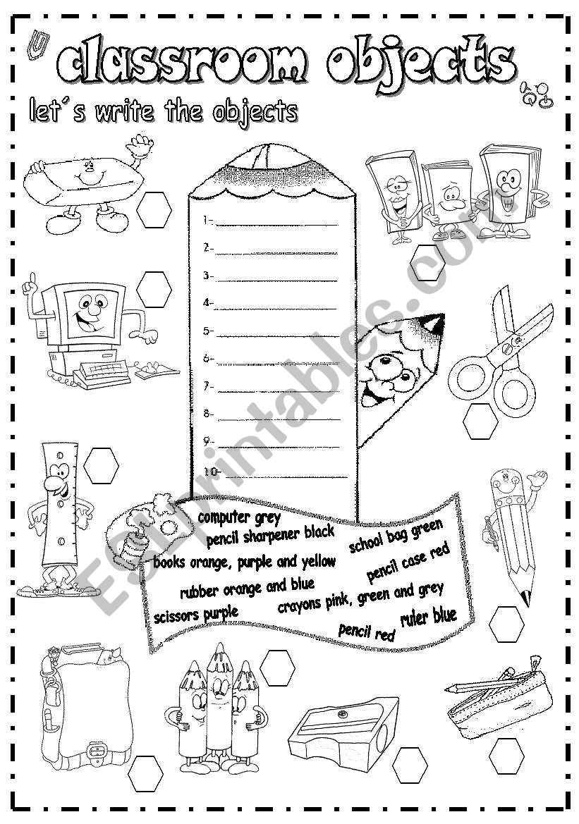 CLASSROOM OBJECTS worksheet