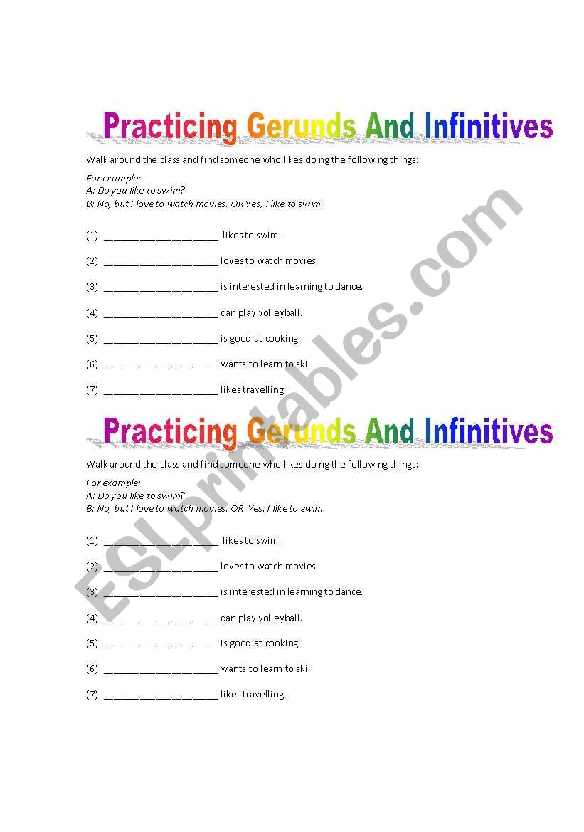 Practicing Gerunds and Infinitives