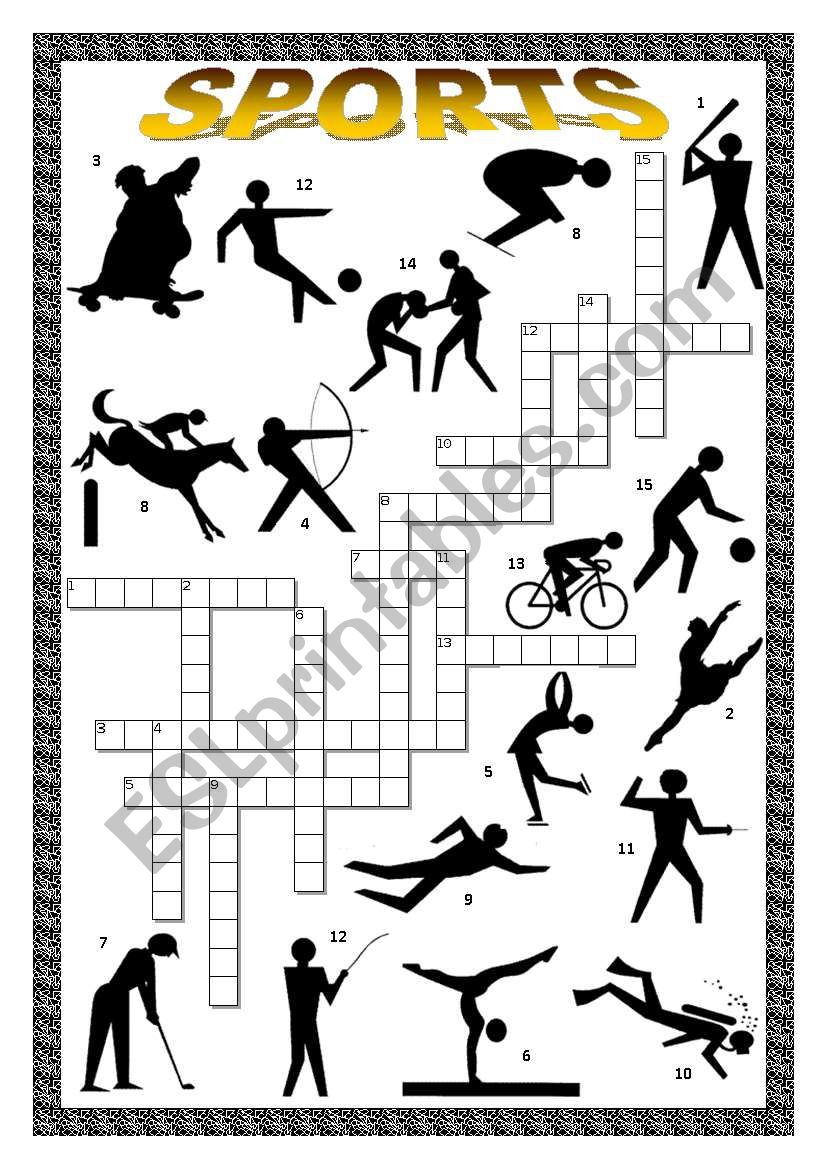 Sports Crossword in silhouette