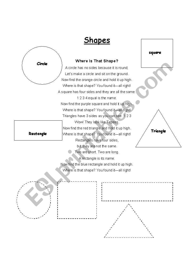 Shapes Song worksheet