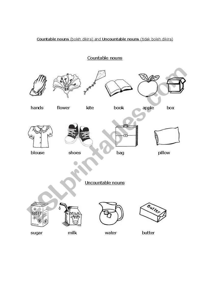 Countable and Uncountable nouns  