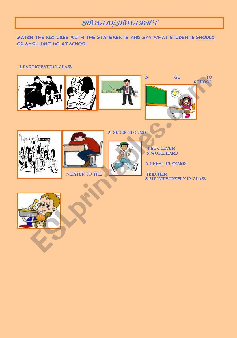should/shouldnÂ´t worksheet