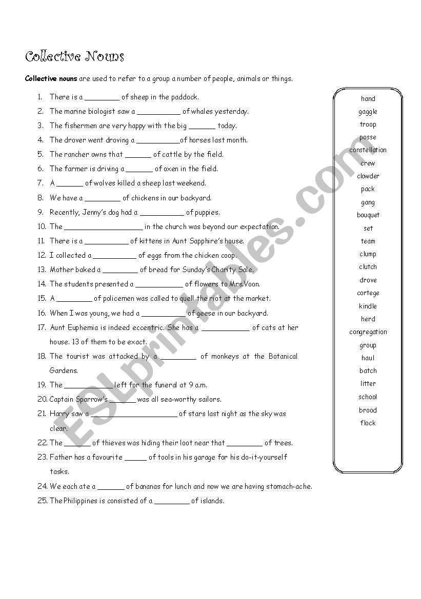 Collective Nouns worksheet