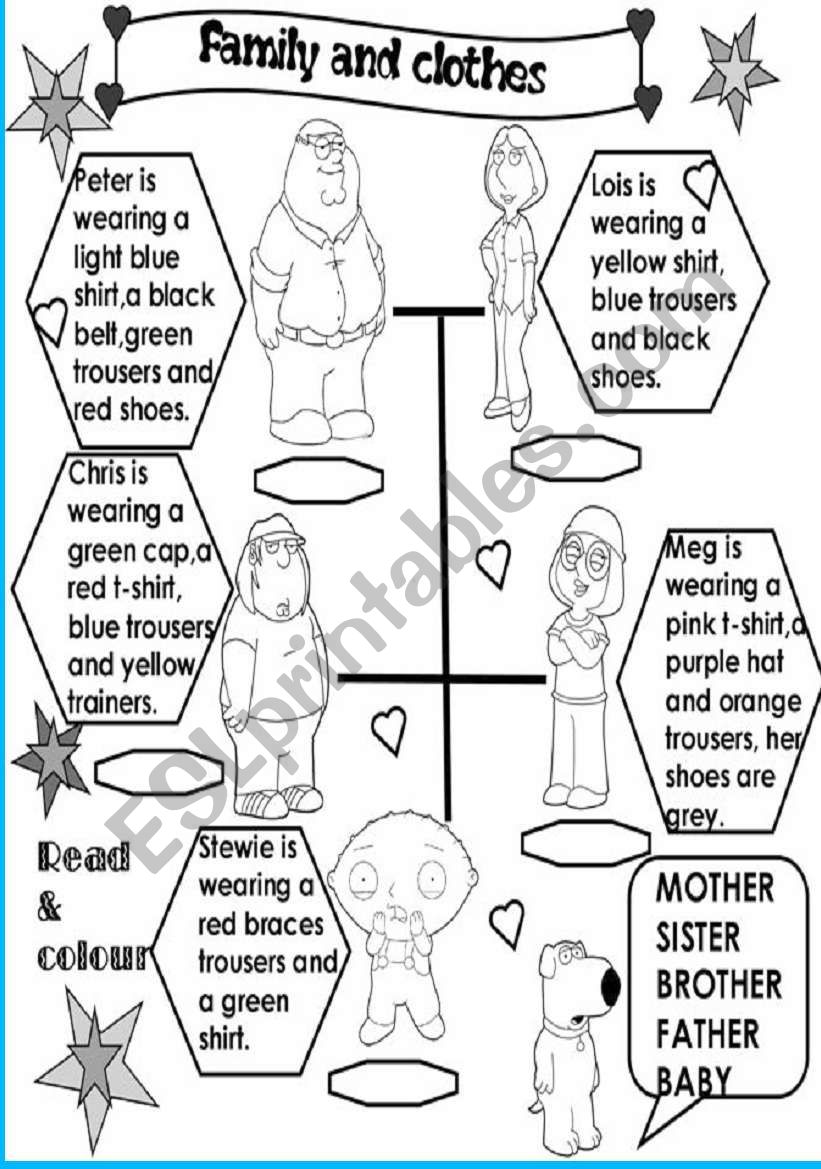 family and clothes worksheet