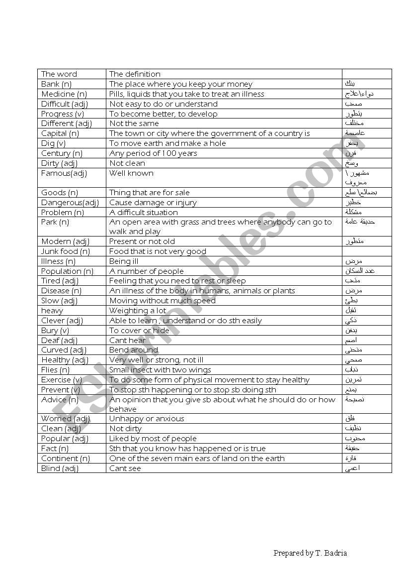 vocabulary worksheet worksheet