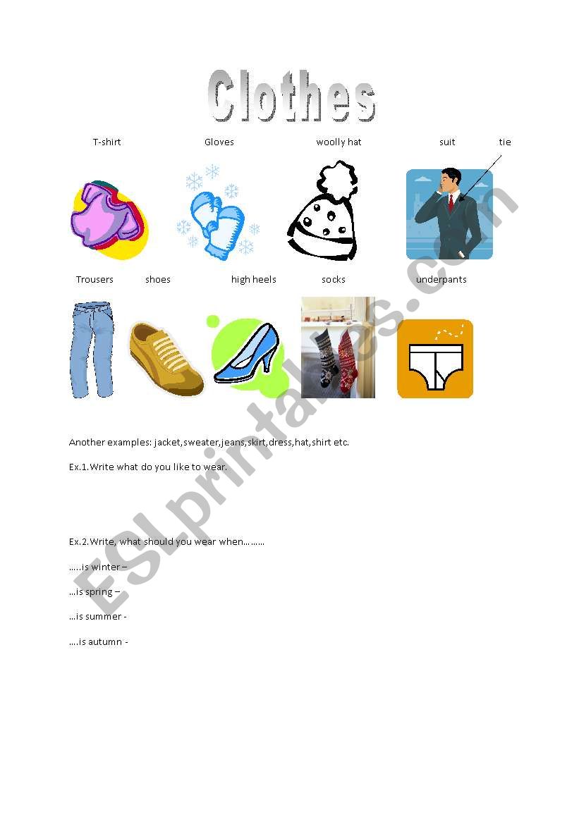 Clothes worksheet