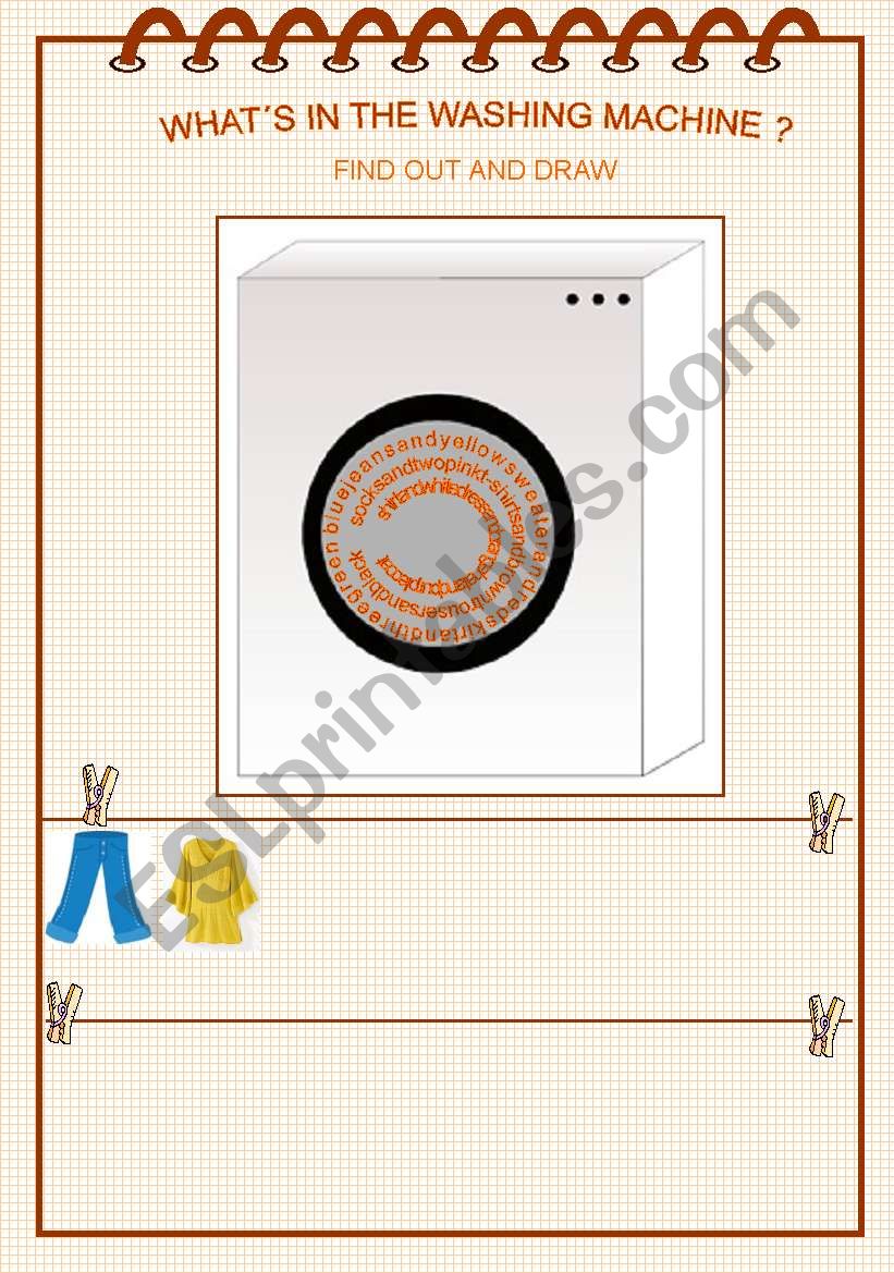 WHATS IN THE WASHING MACHINE worksheet