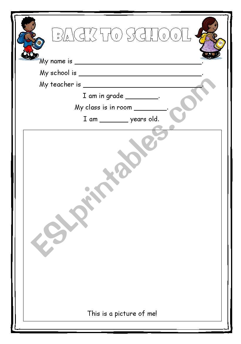 Back to school Worksheet worksheet