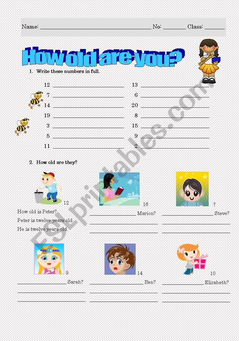 How old are you? worksheet