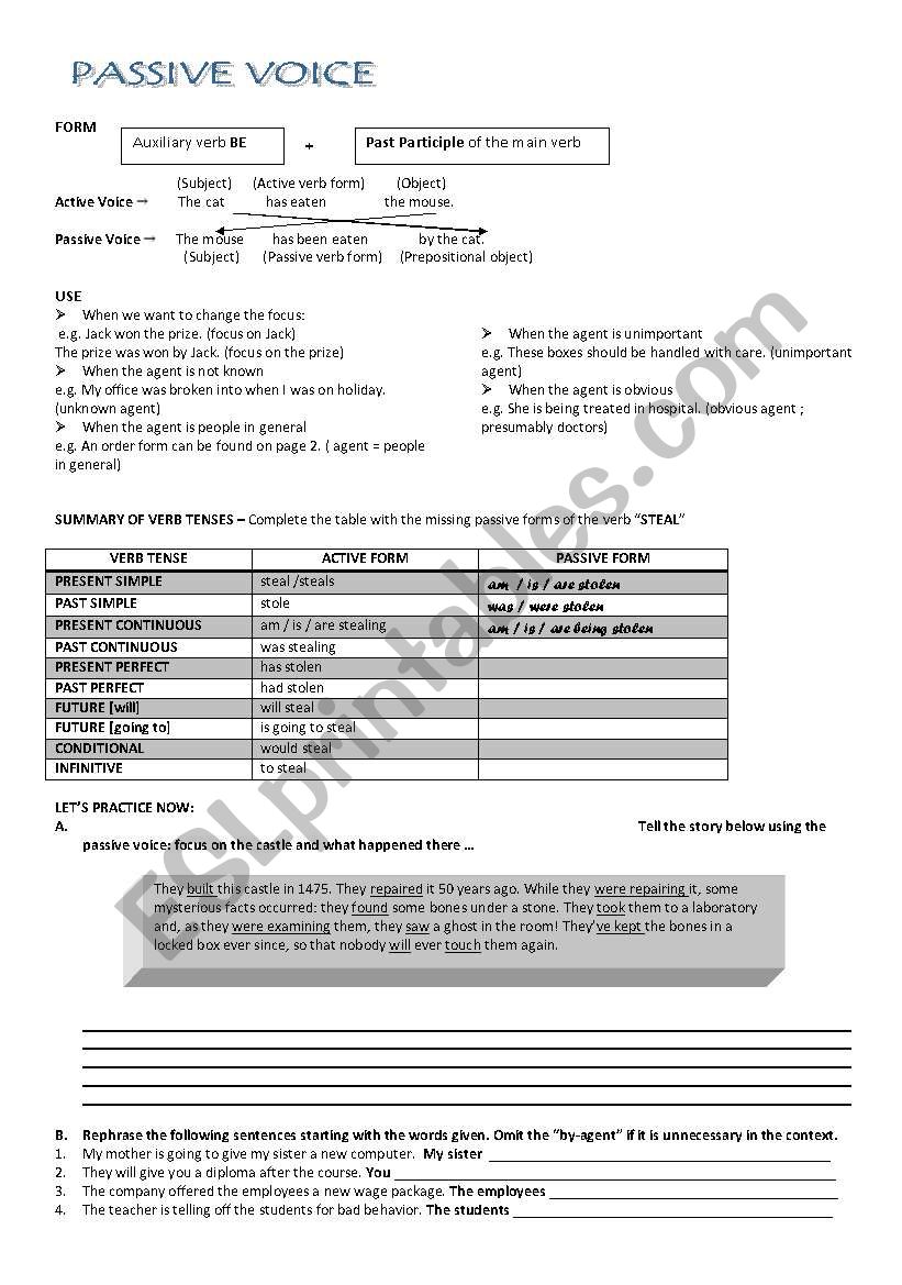 Passive Voice worksheet