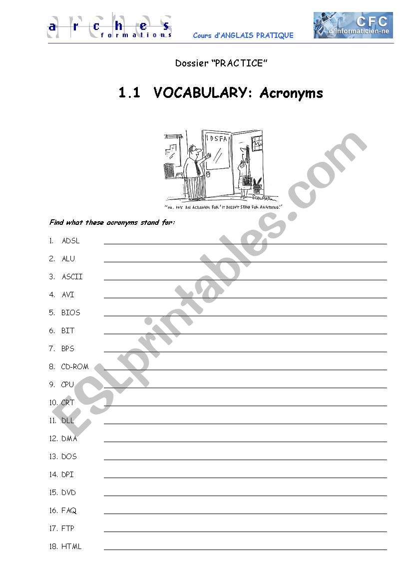COMPUTING VOCABULARY - Acronyms