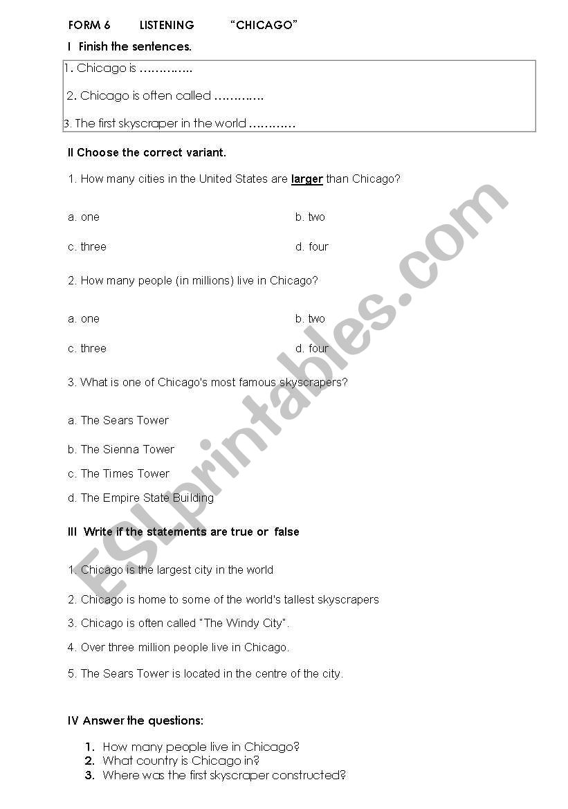 Reading Comprehension worksheet