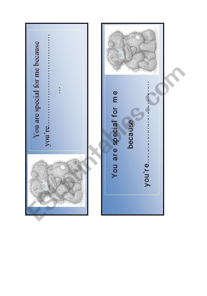 Valentine Friends bookmark worksheet