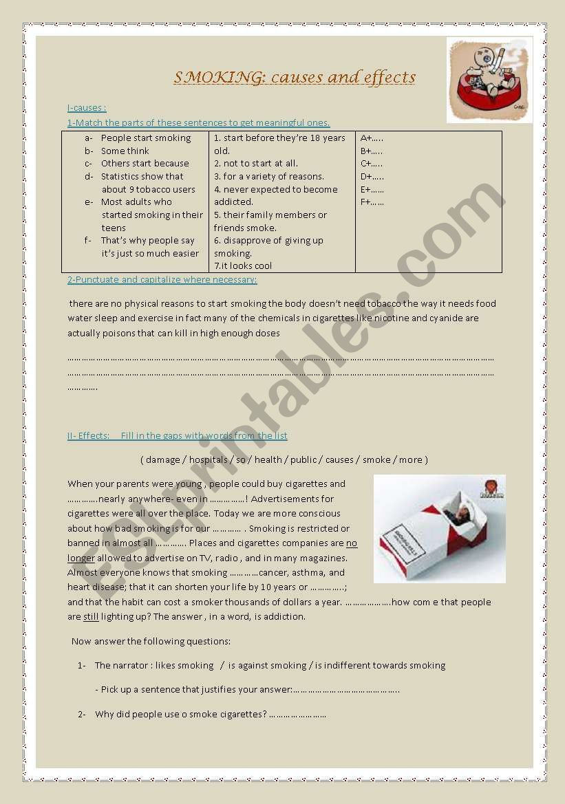 smokimg worksheet