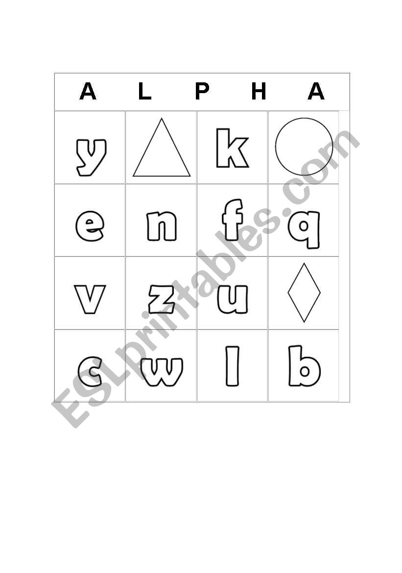 Alphabet Bingo worksheet