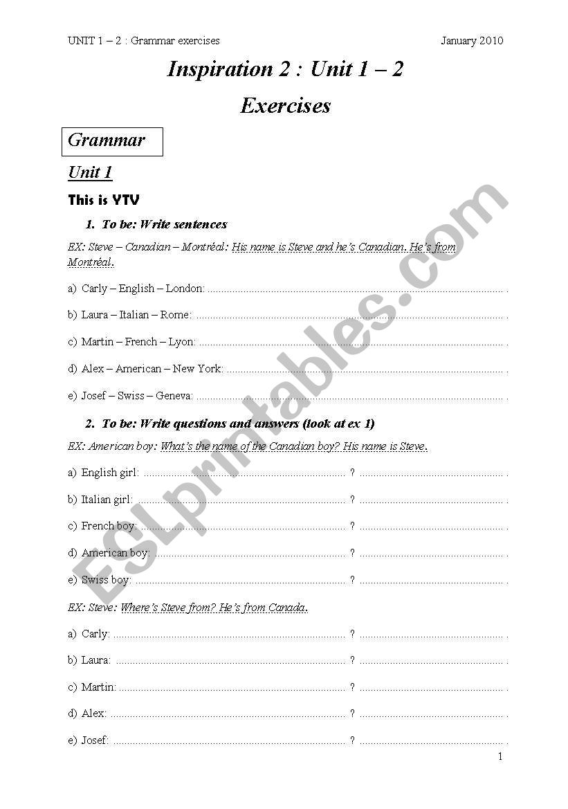 Grammar exercises worksheet