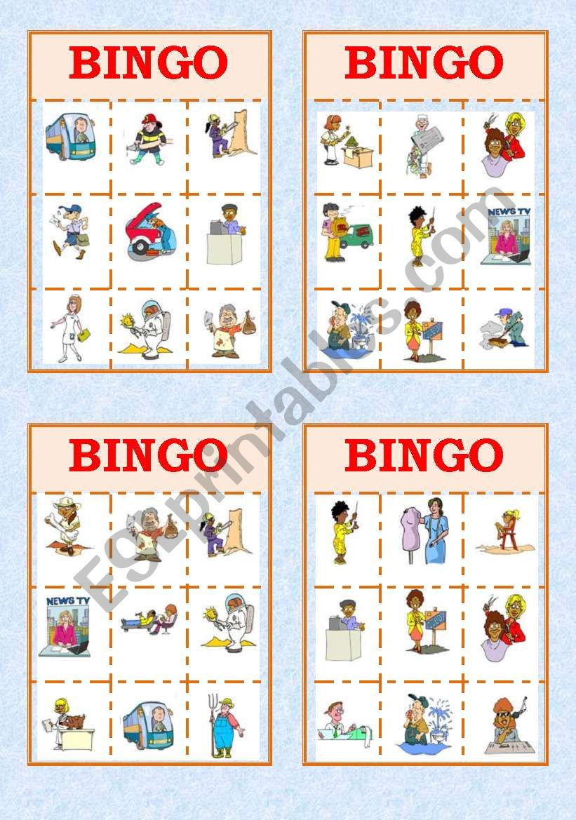 Job Bingo!! worksheet