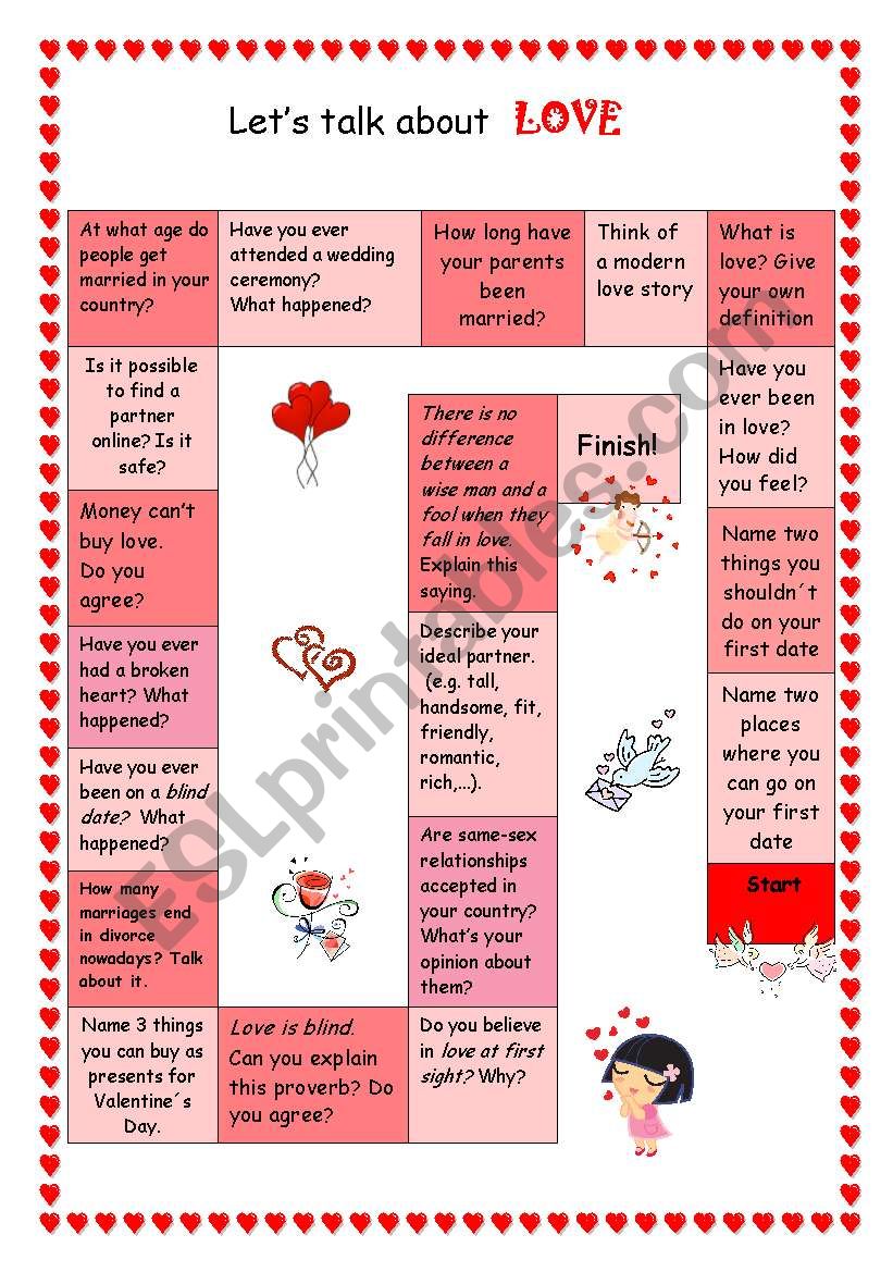Board Game-Lets talk about love-Present Perfect